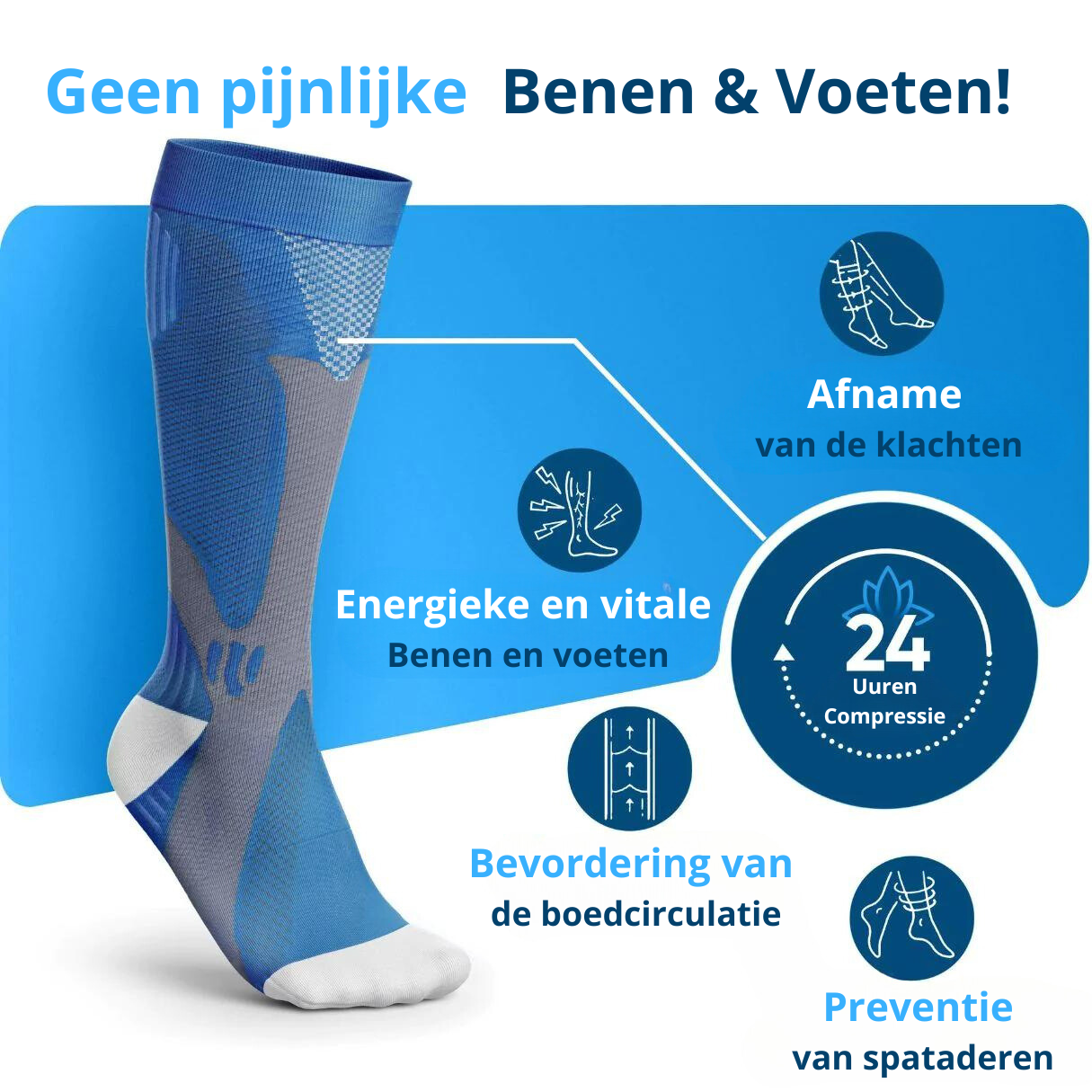 FlowEnhance compressiekousen voor pijnvrije benen & voeten