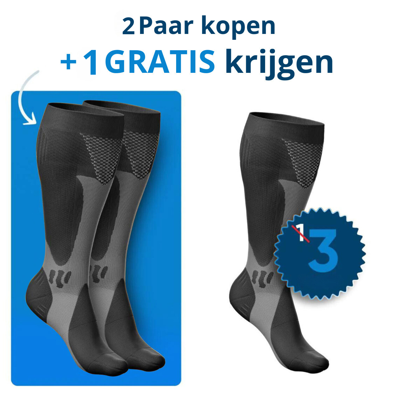 FlowEnhance compressiekousen voor pijnvrije benen & voeten.